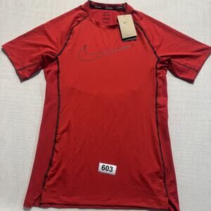 Nike Pro Dri-FIT Men's Tight Fit Short-Sleeve Top  Red Sz S Brand New
